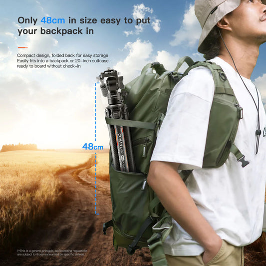 RefBall & Coman Light H Pro Carbon Fiber Tripod with 1-Second Lock/Unlock & Detachable Monopod - RefBall Store