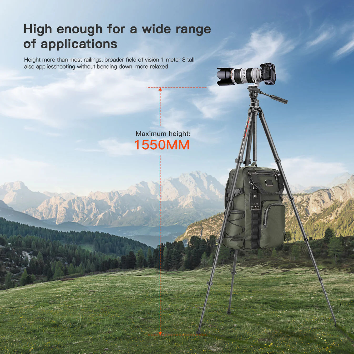 RefBall & Coman Light H 61" Carbon Fibre Travel Tripod with Fluid Head & Quick Release - RefBall Store