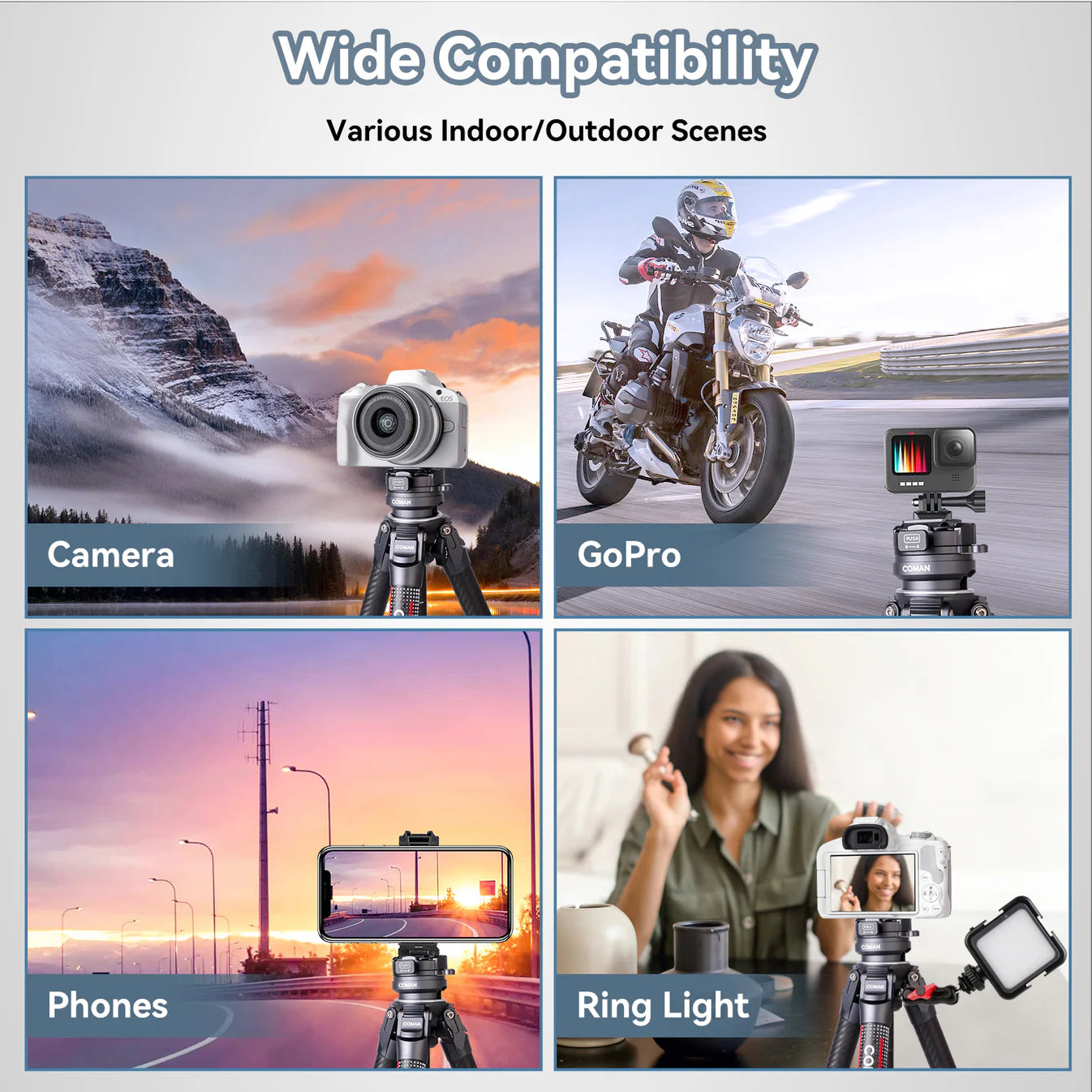 RefBall & Coman Light G Portable Compact Carbon Fiber Travel Lightweight Camera Tripod - RefBall Store