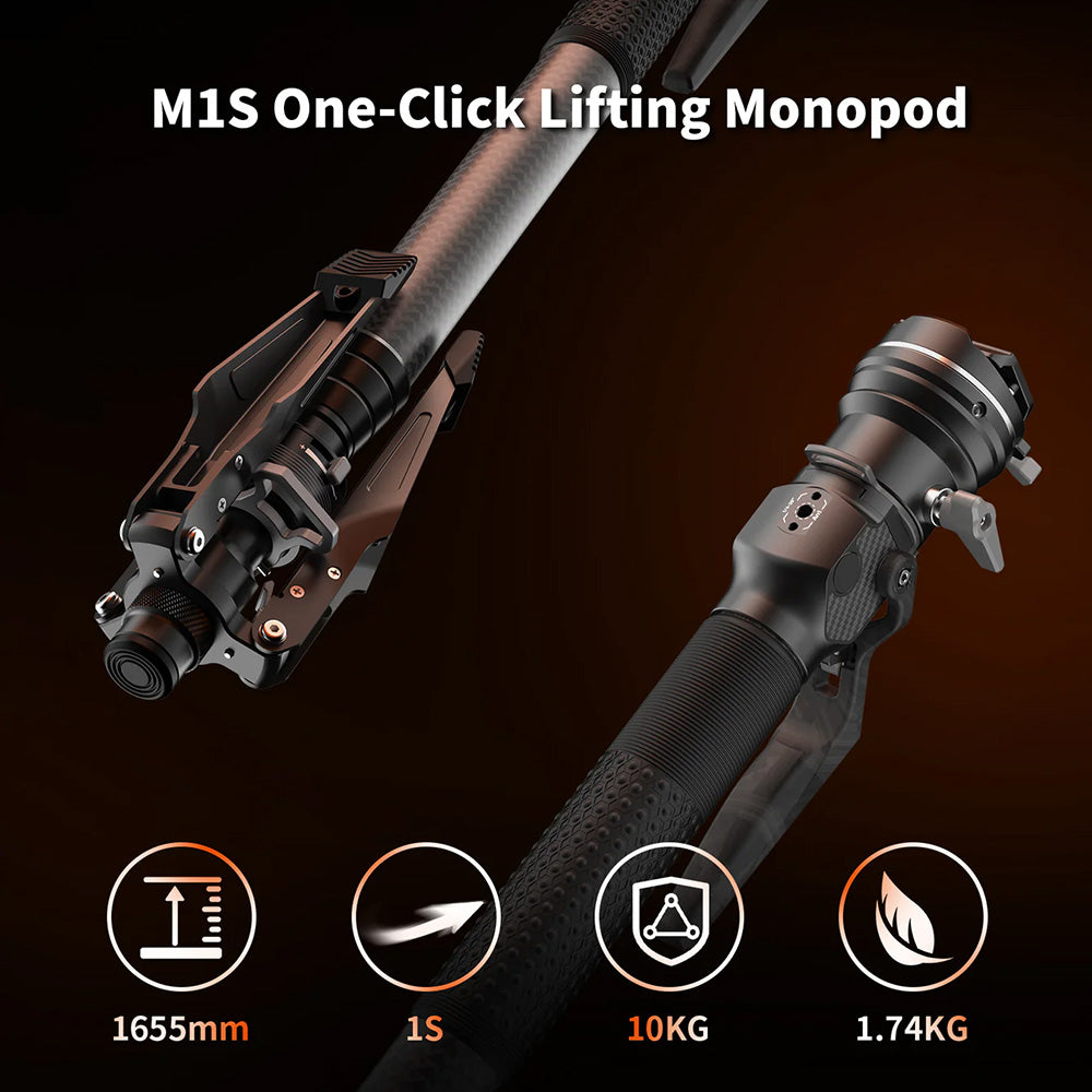 RefBall & COMAN M1S Compact Carbon Fiber Monopod with Arca Quick Release-(Non-Removable Foot Brace) - RefBall Store