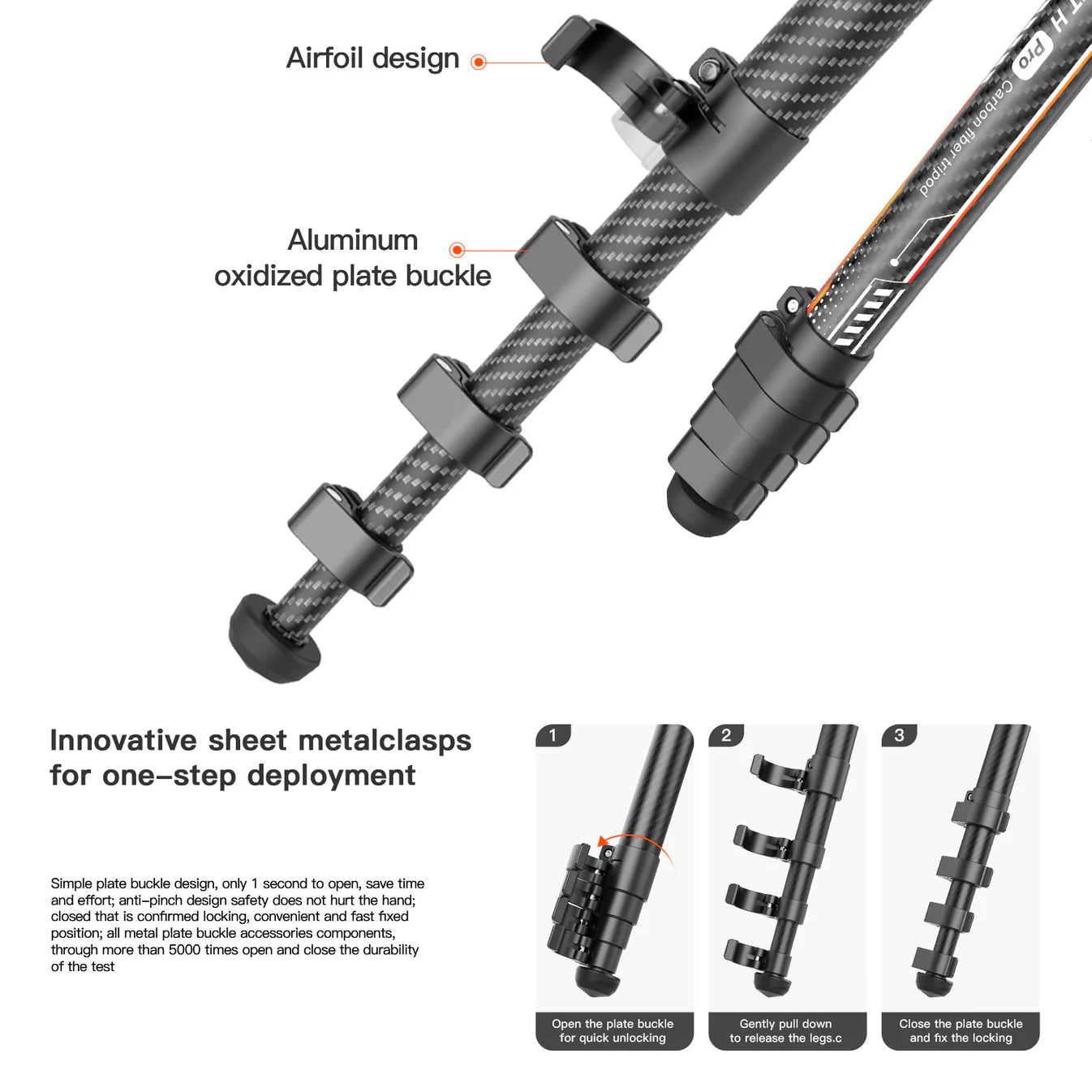 RefBall & Coman Light H Pro Carbon Fiber Tripod with 1-Second Lock/Unlock & Detachable Monopod - RefBall Store