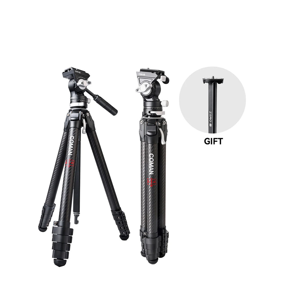 RefBall & COMAN Zero V Carbon Fiber Travel Video Tripod with Arca Quick Release for DSLR - RefBall Store