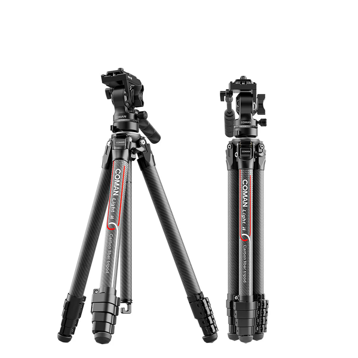 RefBall & Coman Light H 61" Carbon Fibre Travel Tripod with Fluid Head & Quick Release - RefBall Store