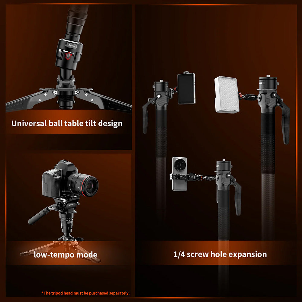 RefBall & COMAN M1 Pro Carbon Fiber Monopod 1645mm Quick Release Foot Lock 20kg Load - RefBall Store
