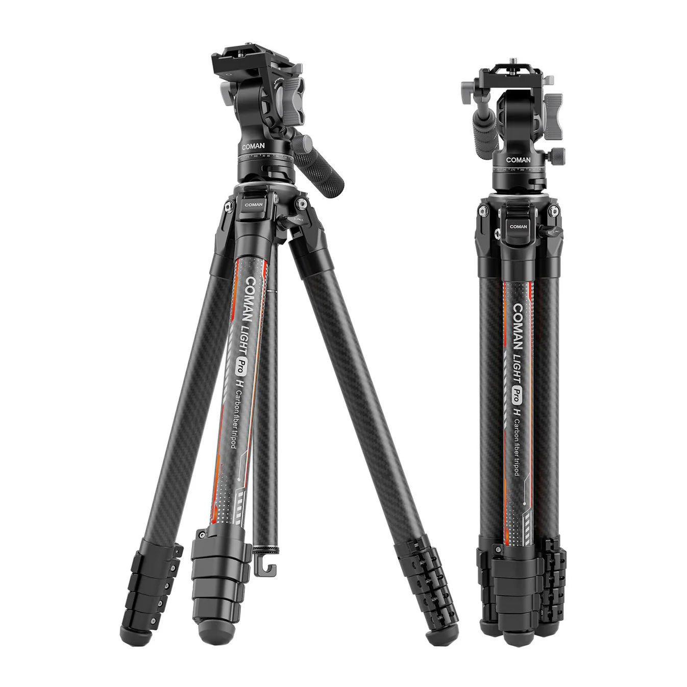 RefBall & Coman Light H Pro Carbon Fiber Tripod with 1-Second Lock/Unlock & Detachable Monopod - RefBall Store