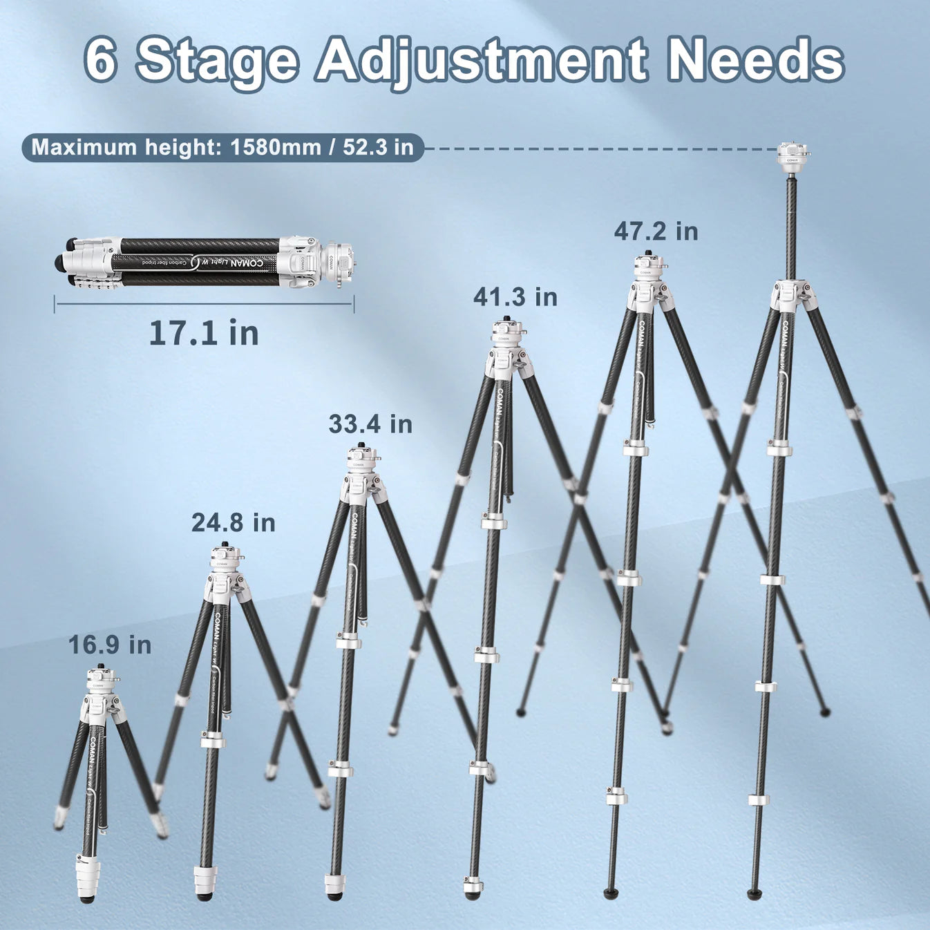 RefBall & Coman Light W White Portable Carbon Fiber DSLR Tripod With 360° Ball Head - RefBall Store