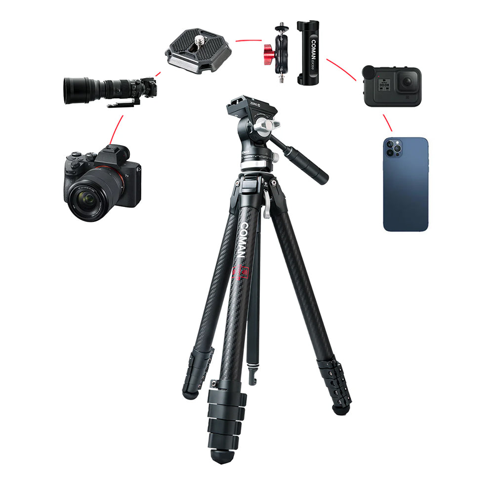 RefBall & COMAN Zero V Carbon Fiber Travel Video Tripod with Arca Quick Release for DSLR - RefBall Store