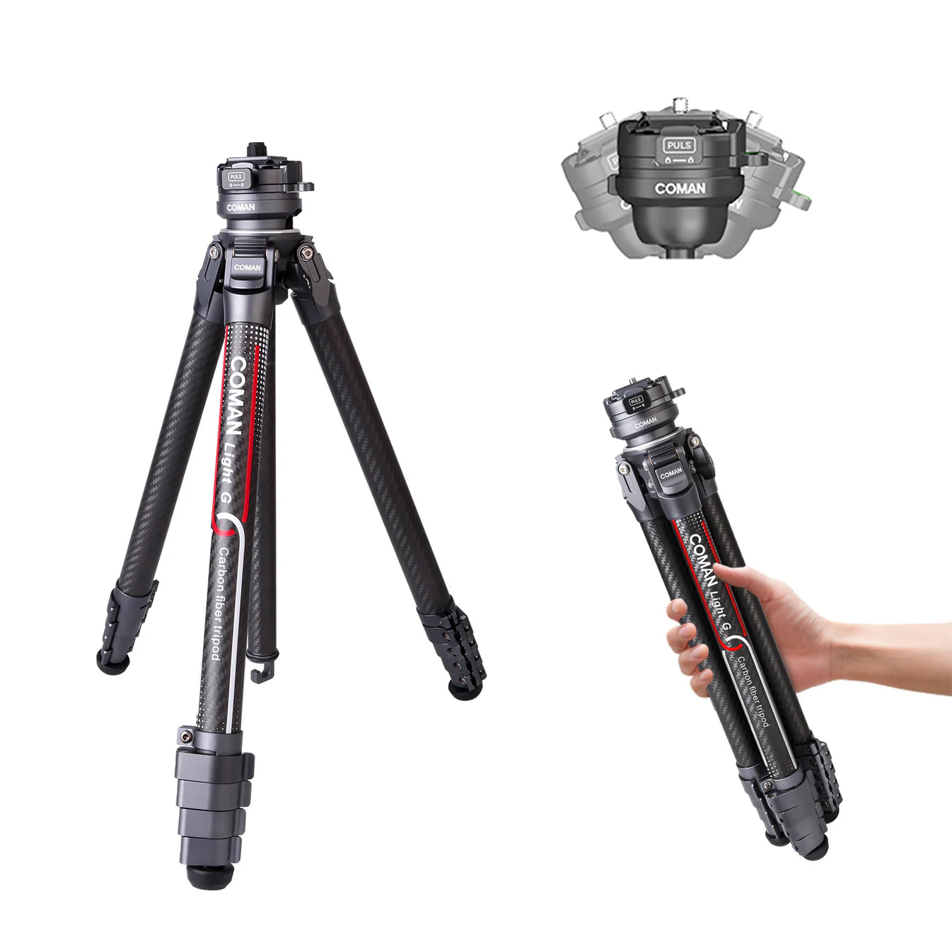 RefBall & Coman Light G Portable Compact Carbon Fiber Travel Lightweight Camera Tripod - RefBall Store