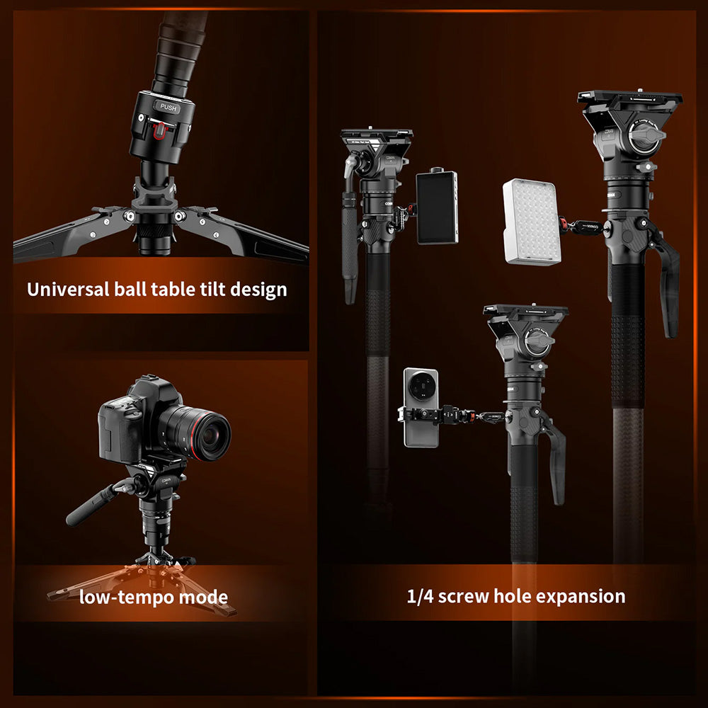 RefBall & COMAN M1 Pro V5 Camera Monopod with Fluid Head, One-Click Quick Release, and 1750mm Max Height - RefBall Store
